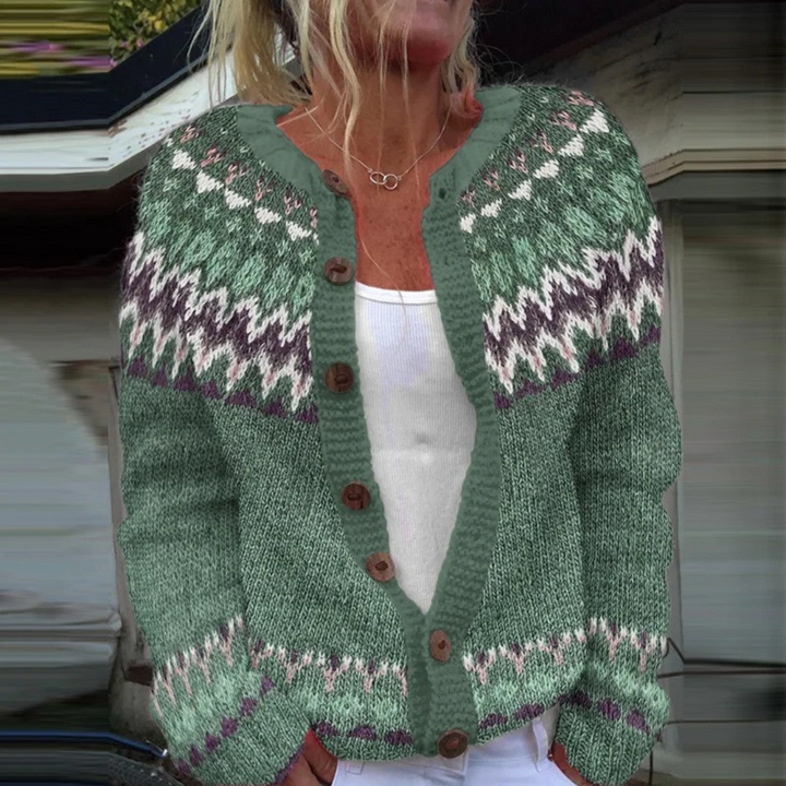 Tiffany | Fair Isle Cardigan Womens Button Front Sweater