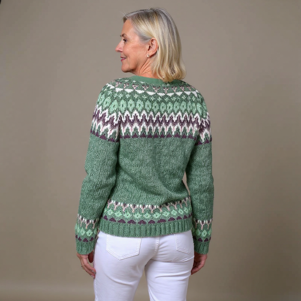 Tiffany | Fair Isle Cardigan Womens Button Front Sweater