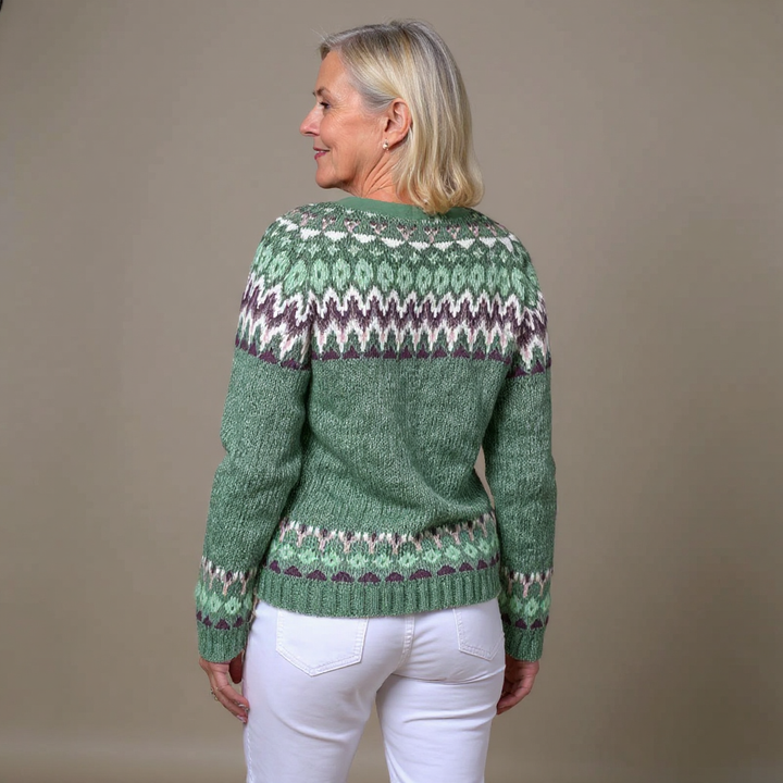 Tiffany | Fair Isle Cardigan Womens Button Front Sweater