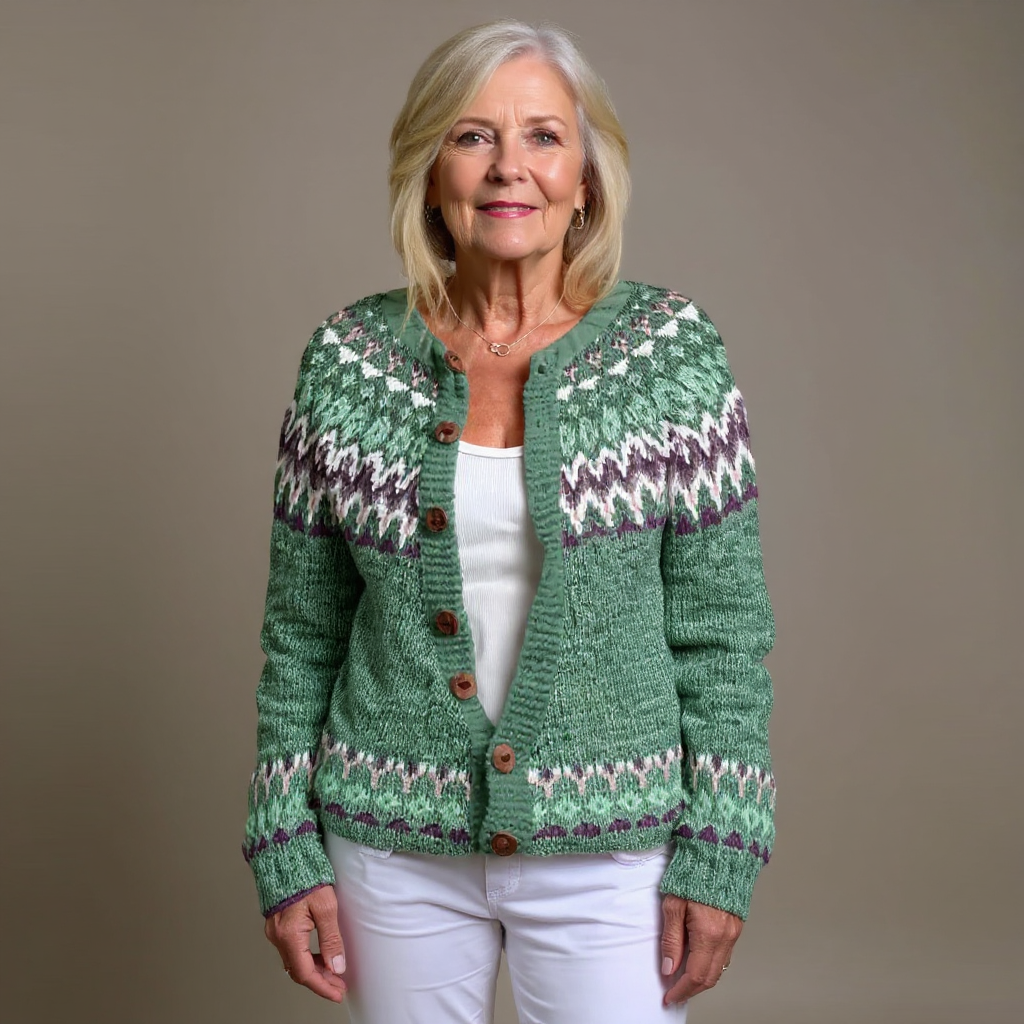 Tiffany | Fair Isle Cardigan Womens Button Front Sweater