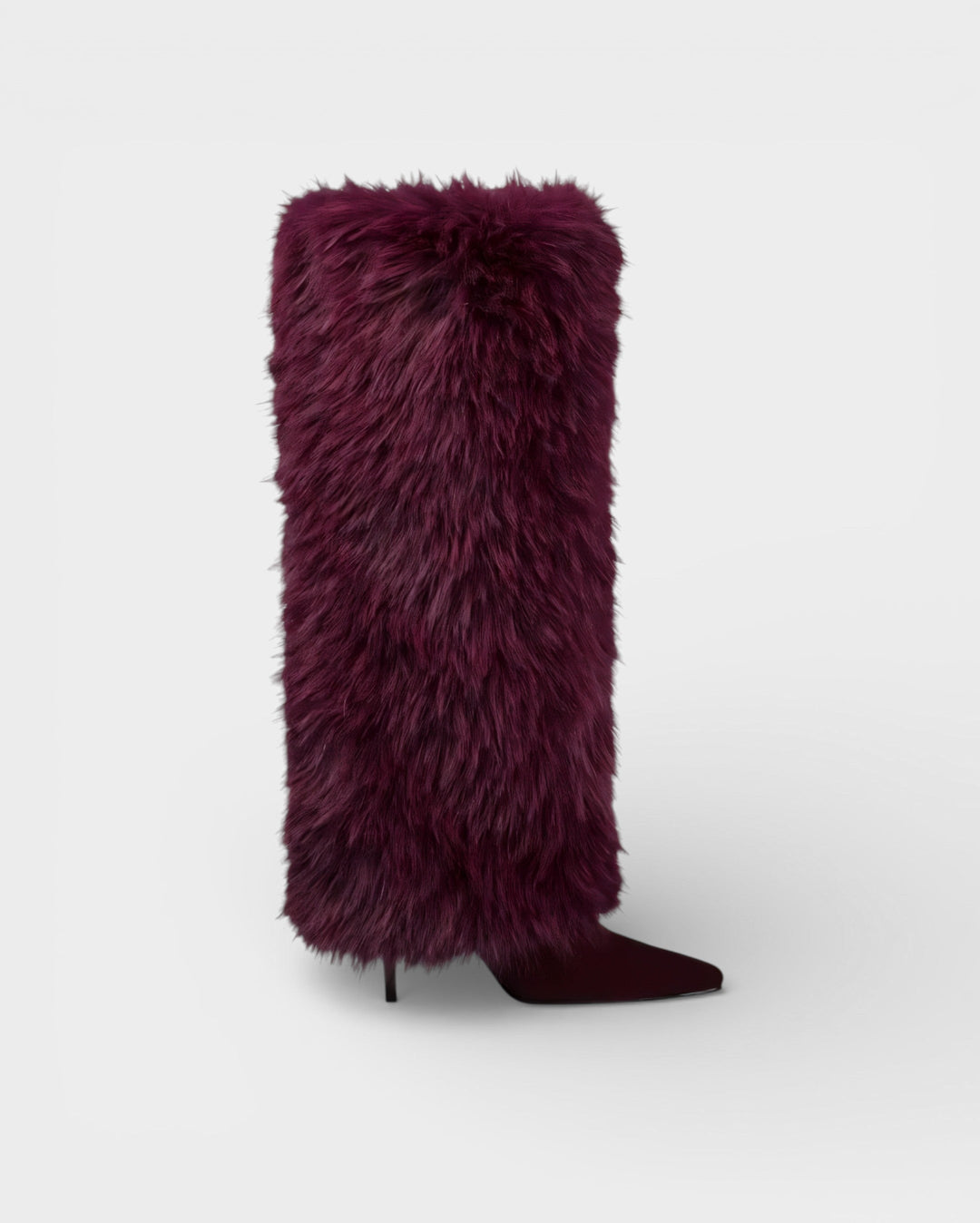 Tiffany | Relaxed Shaggy Knee High Boots with Stiletto Heel
