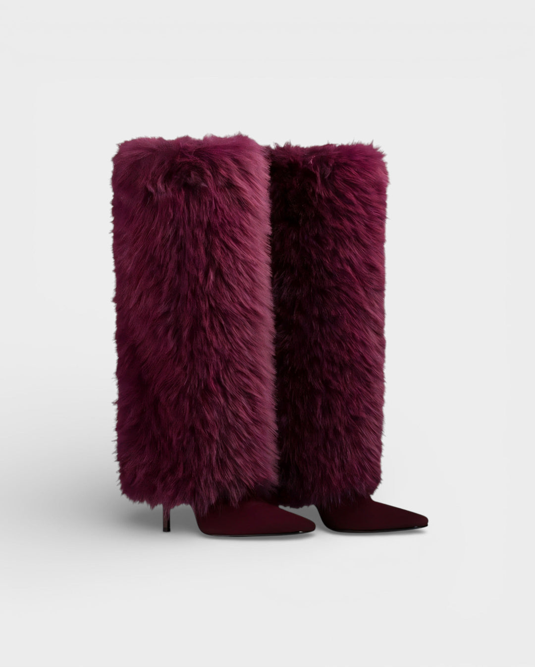 Tiffany | Relaxed Shaggy Knee High Boots with Stiletto Heel