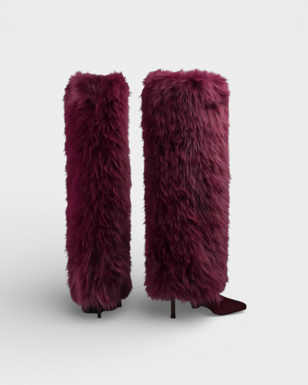 Tiffany | Relaxed Shaggy Knee High Boots with Stiletto Heel