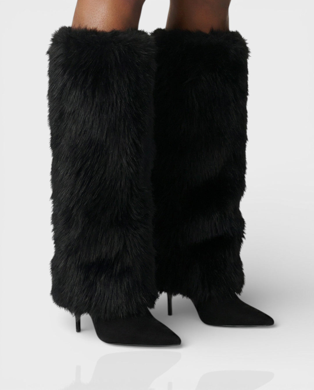 Tiffany | Relaxed Shaggy Knee High Boots with Stiletto Heel