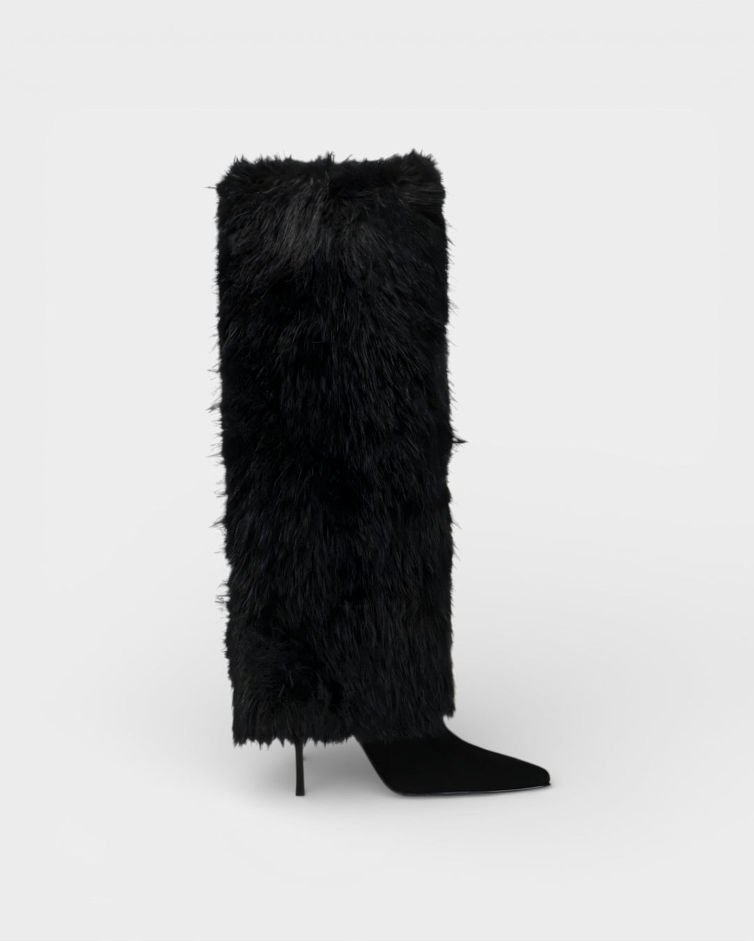 Tiffany | Relaxed Shaggy Knee High Boots with Stiletto Heel