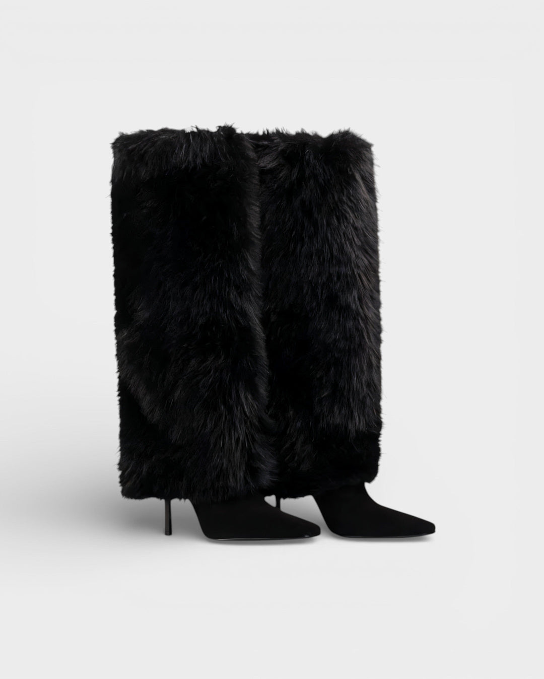 Tiffany | Relaxed Shaggy Knee High Boots with Stiletto Heel