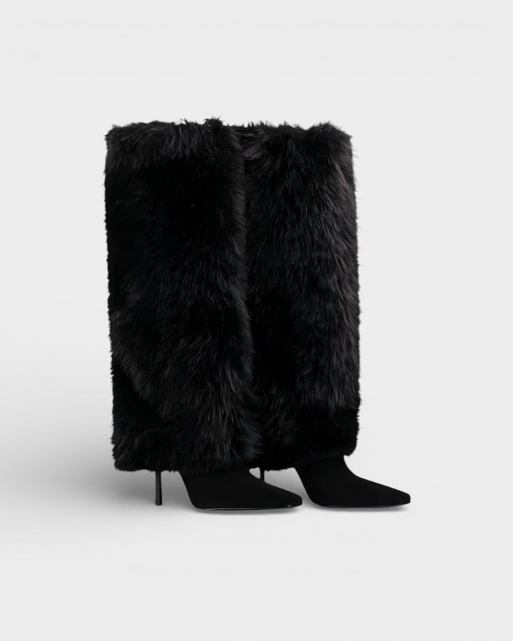 Tiffany | Relaxed Shaggy Knee High Boots with Stiletto Heel