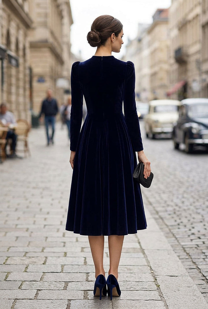 Tiffany | Stylish Long Sleeve A-Line Midi Christmas Dress