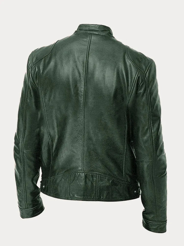 Tyler | Elegant Leather Bomber Jacket with Snap Collar Detail