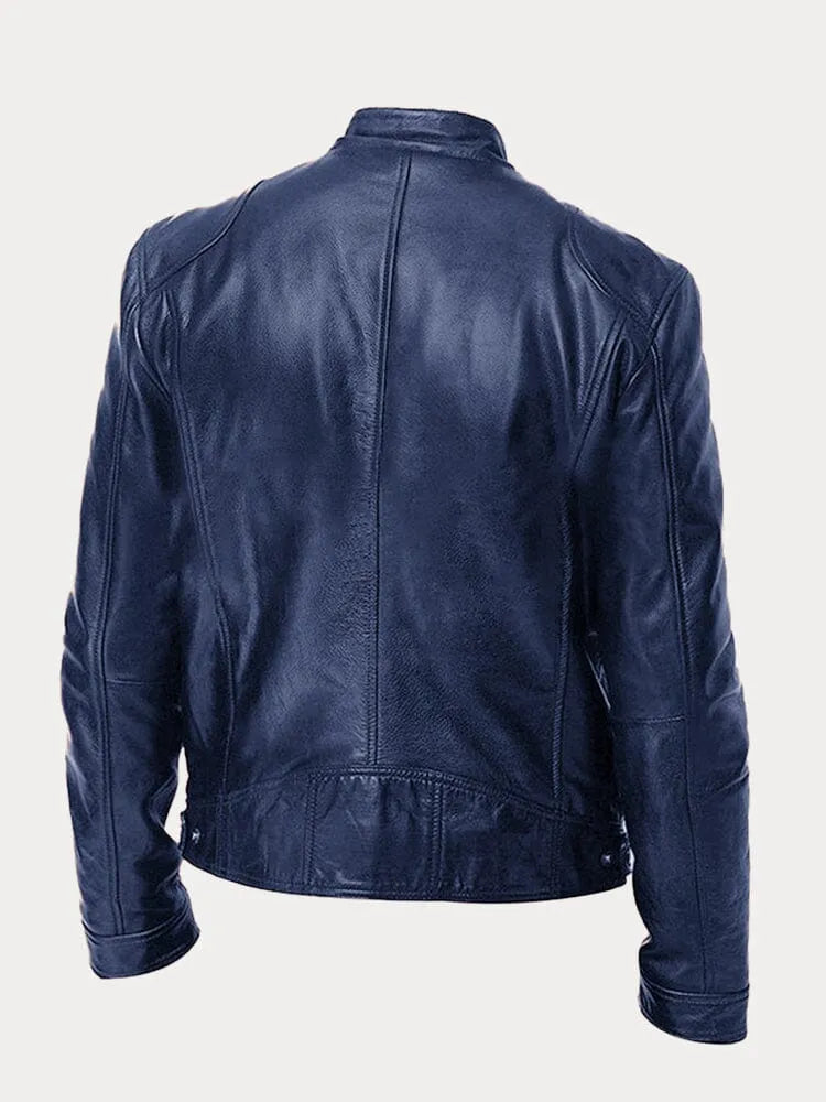 Tyler | Elegant Leather Bomber Jacket with Snap Collar Detail