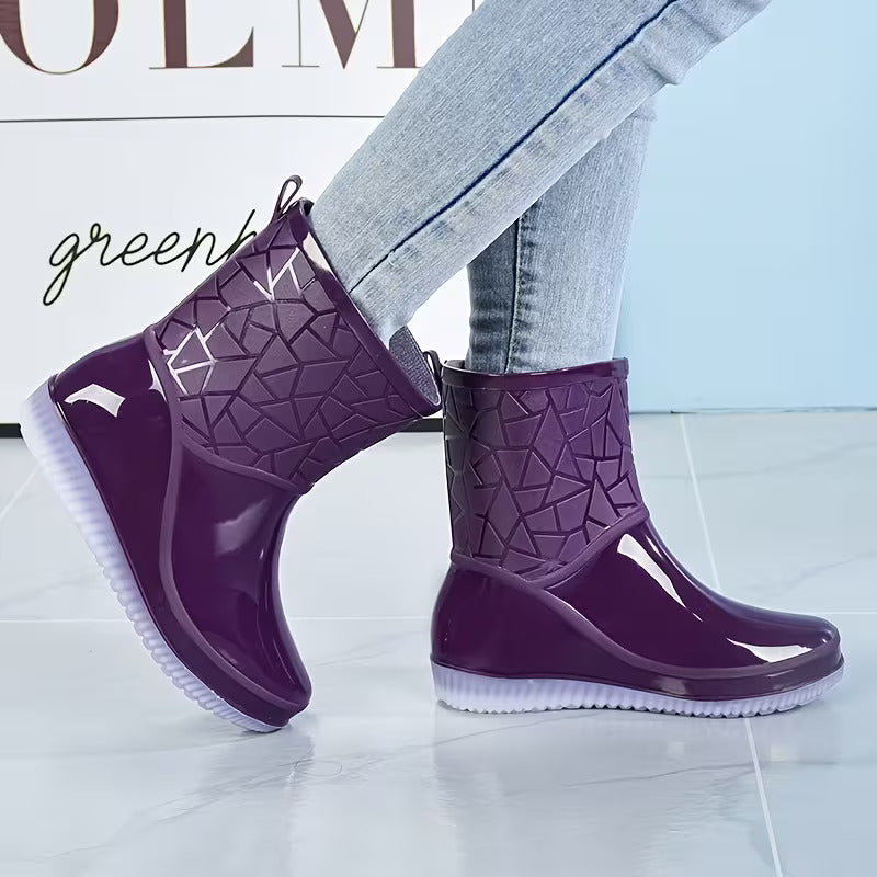 Virginia | Polished Textured Waterproof Rain Boots