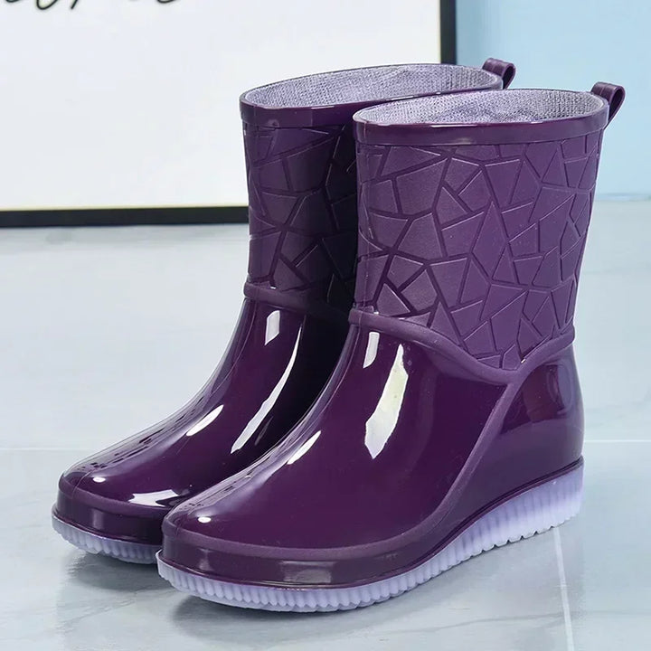 Virginia | Polished Textured Waterproof Rain Boots