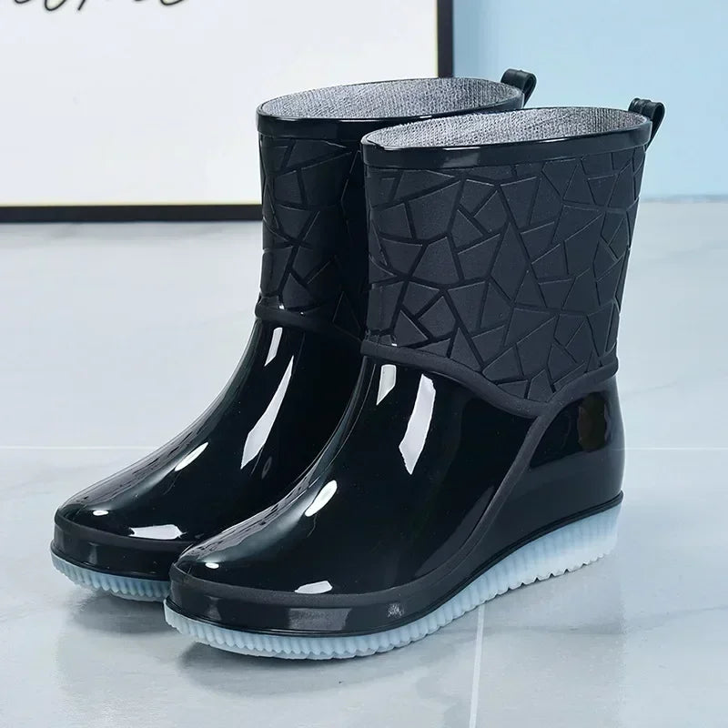 Virginia | Polished Textured Waterproof Rain Boots