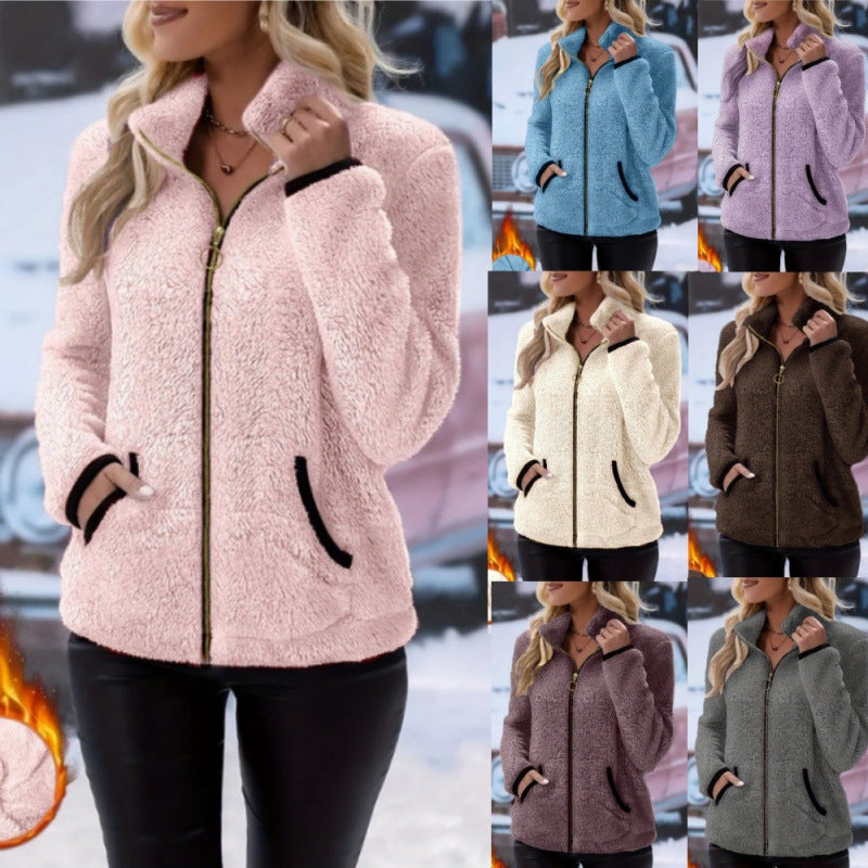Virginia | Stand Collar Zip-Up Sherpa Jacket Women