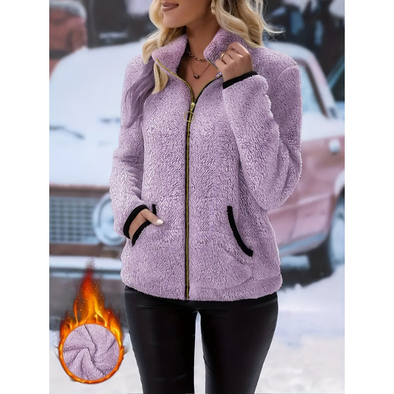 Virginia | Stand Collar Zip-Up Sherpa Jacket Women