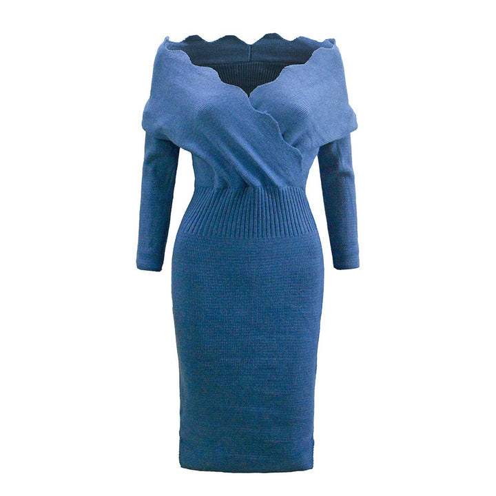 Virginia | Stylish Ribbed Off-Shoulder Long Sleeve Midi Dress