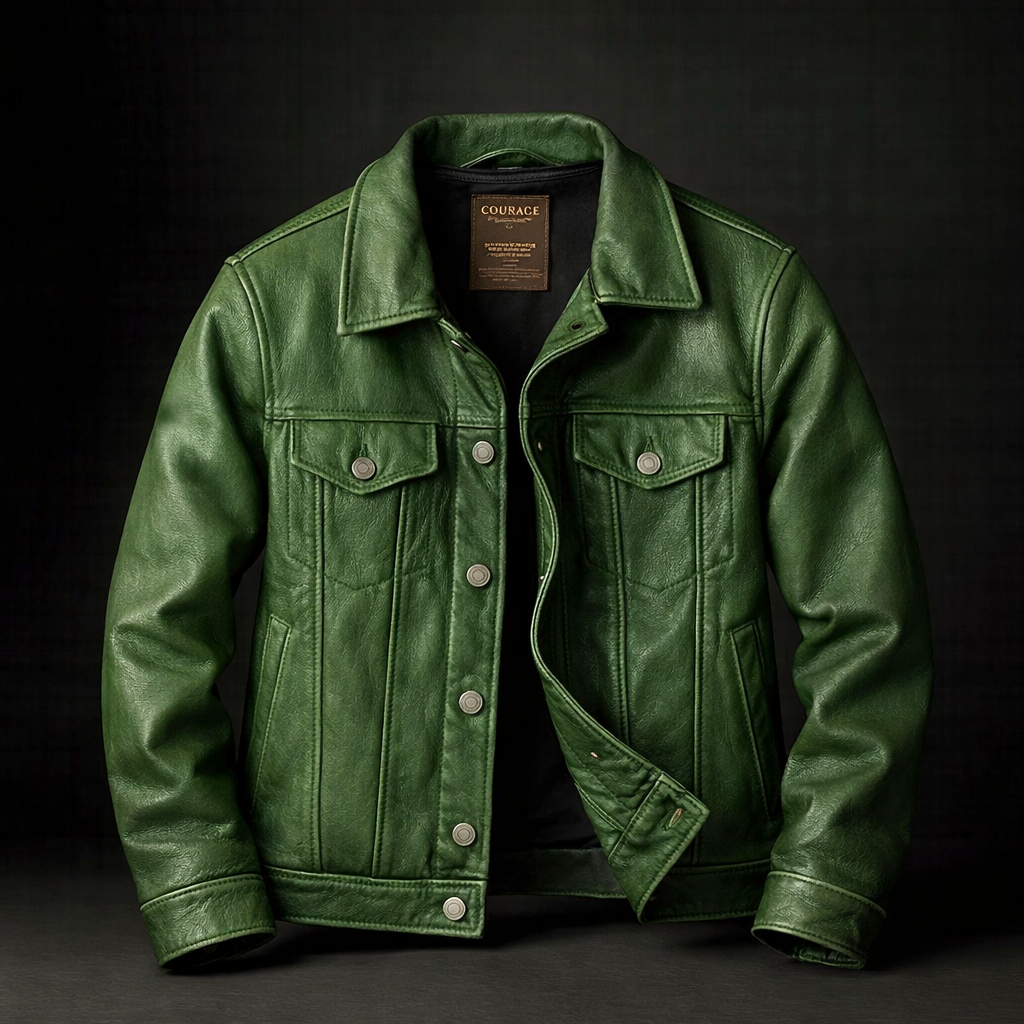 Zachary | Elegant Trucker Style Leather Jacket for Men