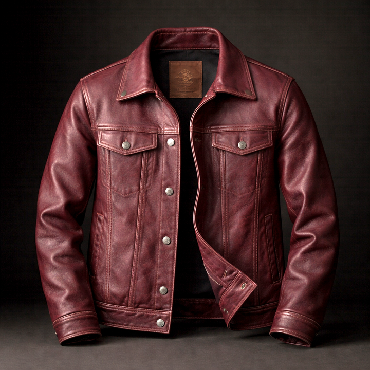 Zachary | Elegant Trucker Style Leather Jacket for Men