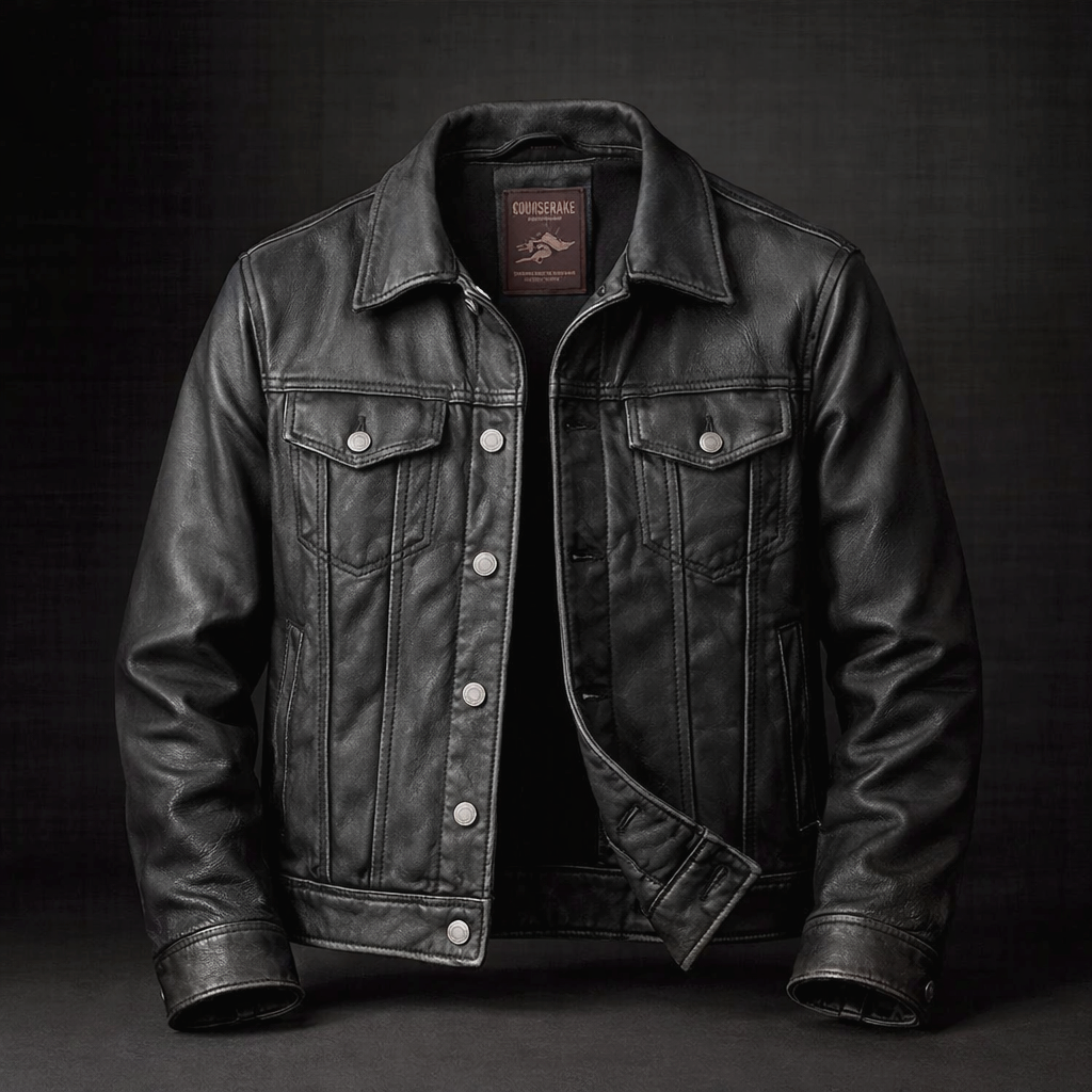 Zachary | Elegant Trucker Style Leather Jacket for Men