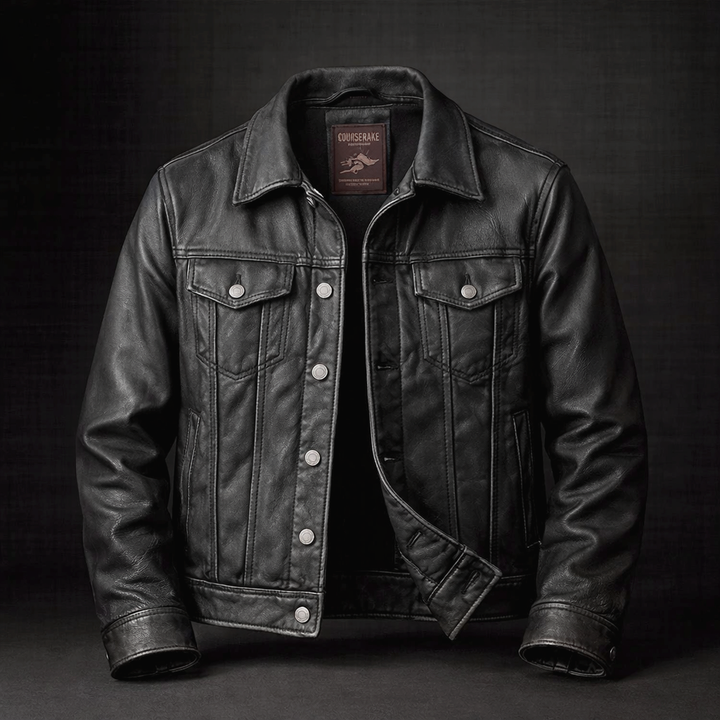 Zachary | Elegant Trucker Style Leather Jacket for Men