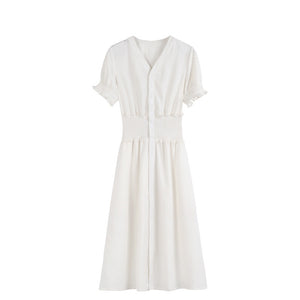 Over the Knee French White Retro Dress