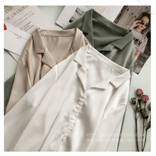 Load image into Gallery viewer, New Solid Hong Kong Style Silk Satin Long-sleeved Shirt
