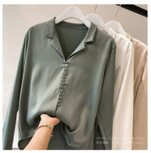 Load image into Gallery viewer, New Solid Hong Kong Style Silk Satin Long-sleeved Shirt
