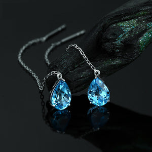 Blue Topaz Water Drop Sapphire Jewelry Set