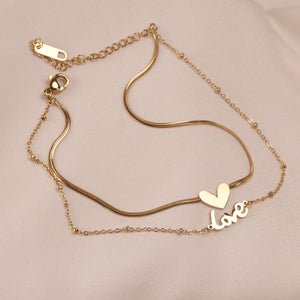 Double Layer Love Necklace-anklet Set