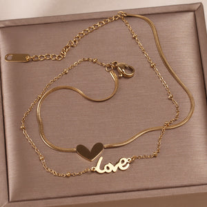 Double Layer Love Necklace-anklet Set
