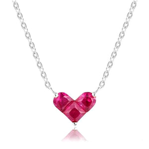 Ruby Heart 925 Silver Set