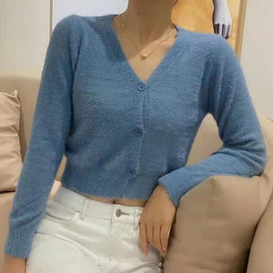 Korean Style Temperament V-neck Cardigan Sweater