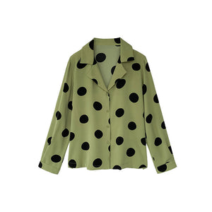 Polka Dot Hong Kong Style Chiffon Long-sleeved Shirt