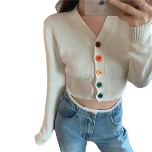 Autumn New Playful and Thin Color Cardigan Sweater