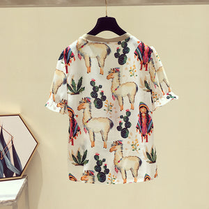 Ethnic Style Printed Chiffon Summer Top Shirt