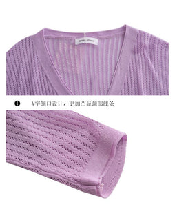 Summer Ice Silk Knitted Long-sleeved Cardigan