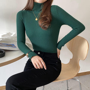Autumn and Winter New Pure Color Basic Wild Sweater