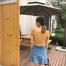 Load image into Gallery viewer, Korean Knit Wear Retro Slim Short-sleeved Shirt
