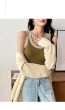 Load image into Gallery viewer, Knitted Camisole Korean Style Bottom Slim Contrast Color Inner Top
