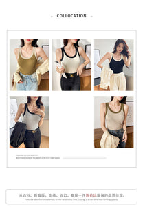 Knitted Camisole Korean Style Bottom Slim Contrast Color Inner Top