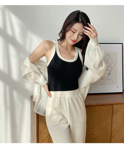 Knitted Camisole Korean Style Bottom Slim Contrast Color Inner Top