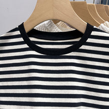 Load image into Gallery viewer, Striped short-sleeved t-shirt loose slimming cotton top
