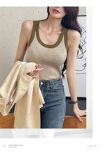 Load image into Gallery viewer, Knitted Camisole Korean Style Bottom Slim Contrast Color Inner Top
