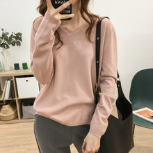 Load image into Gallery viewer, Multi-color V-neck Comfortable Long-sleeved Sweater
