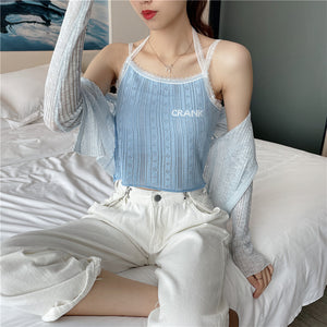 Korean Crank Vest Halter Sling Lace Top Shirt
