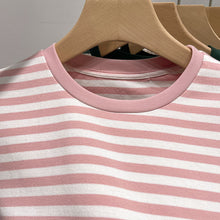 Load image into Gallery viewer, Striped short-sleeved t-shirt loose slimming cotton top
