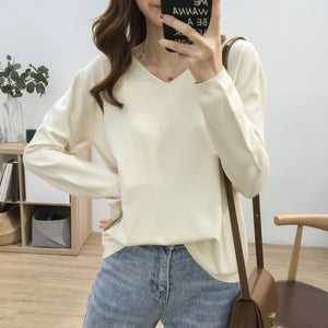 Multi-color V-neck Comfortable Long-sleeved Sweater