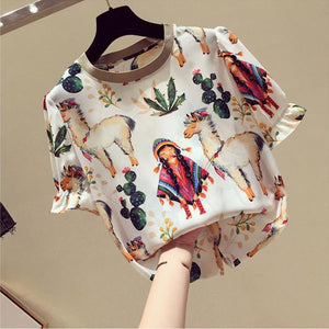 Ethnic Style Printed Chiffon Summer Top Shirt