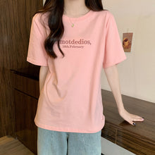 Load image into Gallery viewer, Cotton t-shirt summer letter printing short-sleeved loose slimming top
