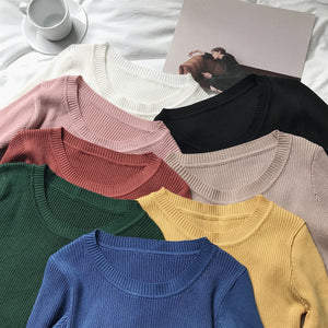 Self-cultivation All-match Round Neck Pullover Sweater